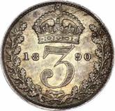 Reverse Threepence 1890 Jubilee Head