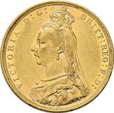 Obverse Sovereign 1889 M JEB Jubilee portrait