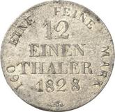 Reverse 1/12 Thaler 1828 S
