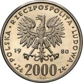 Obverse 2000 Zlotych 1980 MW Pattern Bolesław I the Brave