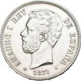 Obverse 5 Pesetas 1871 SDM