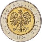 Obverse 5 Zlotych 1996 MW