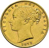 Obverse Sovereign 1873 S WW Coat of arms