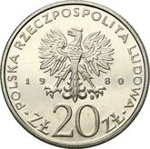 Obverse 20 Zlotych 1980 MW Pattern 50 Years of Dar Pomorza