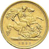 Reverse Half Sovereign 1893 S Veiled head