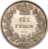 Reverse Sixpence 1844