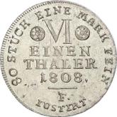 Reverse 1/6 Thaler 1808 F