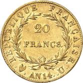 Reverse 20 Francs AN 14 (1805-1806) U