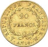 Reverse 20 Francs AN 14 (1805-1806) W