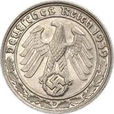 Reverse 50 Reichspfennig 1939 D