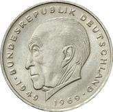 Obverse 2 Mark 1973 F Konrad Adenauer