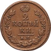Reverse 2 Kopeks 1824 КМ АМ