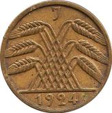 Reverse 5 Reichspfennig 1924 J