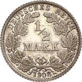 Obverse 1/2 Mark 1908 F
