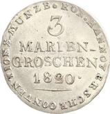 Reverse 3 Mariengroschen 1820 L.B.