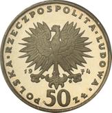 Obverse 50 Zlotych 1974 MW JJ Fryderyk Chopin