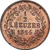 Reverse 1/2 Kreuzer 1864