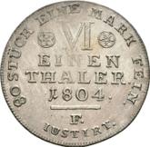 Reverse 1/6 Thaler 1804 F