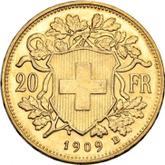 Reverse 20 Francs 1909 B Vreneli