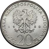 Obverse 20 Zlotych 1980 MW Pattern 50 Years of Dar Pomorza