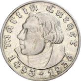 Obverse 5 Reichsmark 1933 G Martin Luther