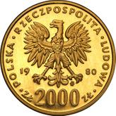 Obverse 2000 Zlotych 1980 MW XIII Winter Olympic Games - Lake Placid 1980