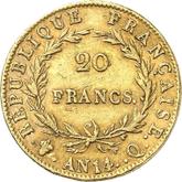 Reverse 20 Francs AN 14 (1805-1806) Q