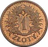 Reverse 1 Zloty 1928 Pattern Leaf wreath