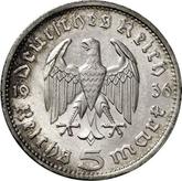 Reverse 5 Reichsmark 1936 G Hindenburg