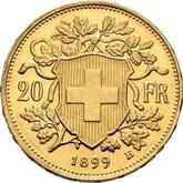 Reverse 20 Francs 1899 B Vreneli