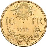 Reverse 10 Francs 1914 B Vreneli