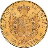 Reverse 20 Pesetas 1887 PGV