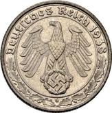 Reverse 50 Reichspfennig 1938 G