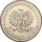 Obverse 10 Zlotych 1971 MW WK Pattern 50 Years of III Silesian Uprising