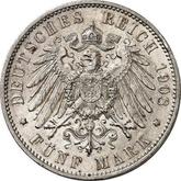 Reverse 5 Mark 1908 F Wurtenberg