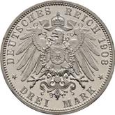 Reverse 3 Mark 1908 J Hamburg