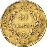 Reverse 40 Francs 1809 W