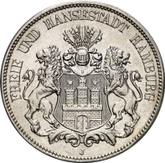 Obverse 5 Mark 1908 J Hamburg