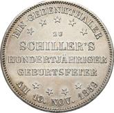 Reverse Thaler 1859 Schiller's birthday