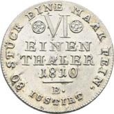 Reverse 1/6 Thaler 1810 B