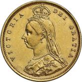 Obverse Half Sovereign 1889 S JEB Jubilee portrait