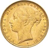 Obverse Sovereign 1885 S WW St. George