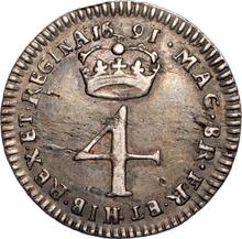 Fourpence (Groat) 1691    "First busts"