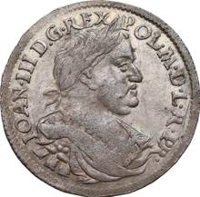 Ort (18 Groszy) 1677  MH  "Straight shield"