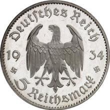 5 Reichsmark 1934 F   "Garrison Church (undated)"