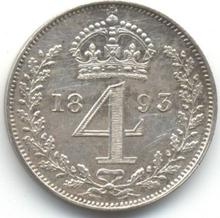 4 пенса (1 Грот) 1893   TB