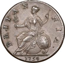 Halfpenny 1754    "Old Head"