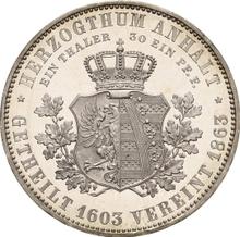 Thaler 1863 A   "Reunification of the Duchy of Anhalt"