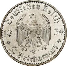 2 Reichsmark 1934 J   "Garrison Church (with date)"