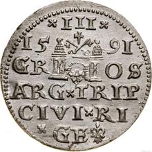 3 Groszy (Trojak) 1591    "Riga"